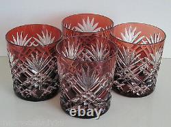 AJKA RUBY CASED CUT TO CLEAR CRYSTAL WHISKEY DOF ROCKS Set of 4