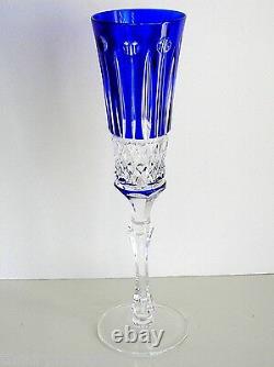 AJKA XENIA cobalt blue cased cut to clear cystal champagne flute flutes Set of 4