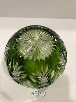 AMAZING ST LOUIS CRYSTAL BUD VASE OR VOTIVE Lime Green cut to clear