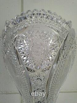 AMERICAN BRILLIANT CUT GLASS CRYSTAL CHALICE VASE For Display Only-Large Crack