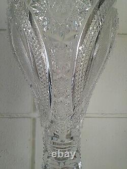 AMERICAN BRILLIANT CUT GLASS CRYSTAL CHALICE VASE For Display Only-Large Crack