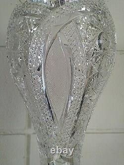 AMERICAN BRILLIANT CUT GLASS CRYSTAL CHALICE VASE For Display Only-Large Crack