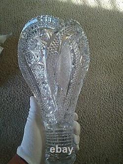 AMERICAN BRILLIANT CUT GLASS CRYSTAL CHALICE VASE For Display Only-Large Crack