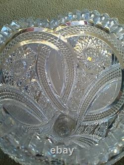 AMERICAN BRILLIANT CUT GLASS CRYSTAL CHALICE VASE For Display Only-Large Crack