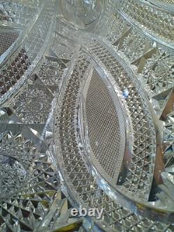 AMERICAN BRILLIANT CUT GLASS CRYSTAL CHALICE VASE For Display Only-Large Crack