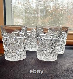 AMERICAN BRILLIANT CUT GLASS TUMBLERS Old Fashion ROCKS Heavily Cut ABP