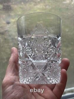 AMERICAN BRILLIANT CUT GLASS TUMBLERS Old Fashion ROCKS Heavily Cut ABP