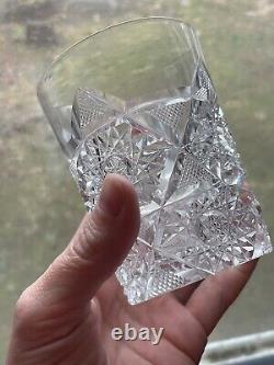 AMERICAN BRILLIANT CUT GLASS TUMBLERS Old Fashion ROCKS Heavily Cut ABP