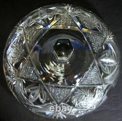 AMERICAN CUT Crystal Cut Glass PUNCH BOWL WITH LID + 11 Punch Cups