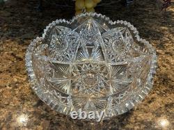 ANTIQUE AMERICAN BRILLIANT CUT GLASS CRYSTAL Large Bowl 9