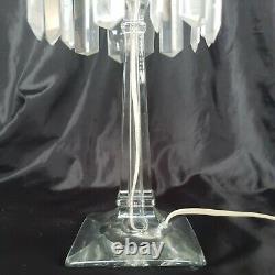 ANTIQUE AMERICAN BRILLIANT CUT GLASS CRYSTAL MUSHROOM SHADE LAMP With PRISMS