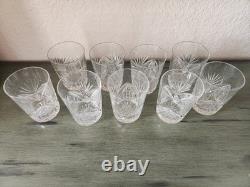 ANTIQUE CUT CRYSTAL TUMBLER SMALL AND LARGE DIAMOND AND FAN GLASS Lot Of 9