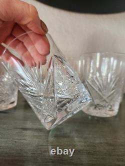 ANTIQUE CUT CRYSTAL TUMBLER SMALL AND LARGE DIAMOND AND FAN GLASS Lot Of 9