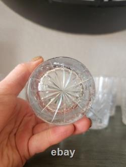 ANTIQUE CUT CRYSTAL TUMBLER SMALL AND LARGE DIAMOND AND FAN GLASS Lot Of 9