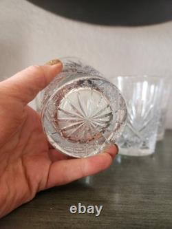ANTIQUE CUT CRYSTAL TUMBLER SMALL AND LARGE DIAMOND AND FAN GLASS Lot Of 9