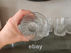 ANTIQUE CUT CRYSTAL TUMBLER SMALL AND LARGE DIAMOND AND FAN GLASS Lot Of 9