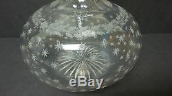 ANTIQUE DIAMOND CUT & ENGRAVED CRYSTAL DECANTER w / STOPPER