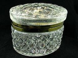 ANTIQUE FRENCH CUT CRYSTAL JEWELRY BOX OVAL HIGH QUALITY c. 1920'S