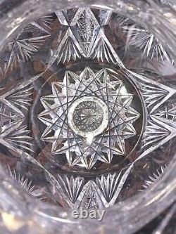 ANTIQUE PITCHER HEAVY STOUT CUT CRYSTAL & GLASS BUBBLE BELLY DESIGN ABP 1890's
