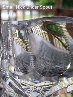 ANTIQUE PITCHER HEAVY STOUT CUT CRYSTAL & GLASS BUBBLE BELLY DESIGN ABP 1890's