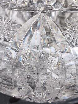 ANTIQUE PITCHER HEAVY STOUT CUT CRYSTAL & GLASS BUBBLE BELLY DESIGN ABP 1890's