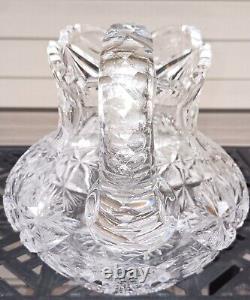 ANTIQUE PITCHER HEAVY STOUT CUT CRYSTAL & GLASS BUBBLE BELLY DESIGN ABP 1890's