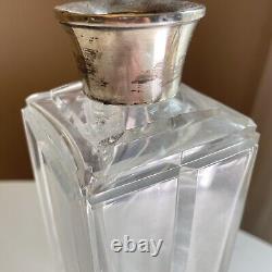 ART DECO CUT CRYSTAL GLASS DECANTER STOPPER SILVER BAND 1910s #Q