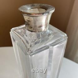 ART DECO CUT CRYSTAL GLASS DECANTER STOPPER SILVER BAND 1910s #Q