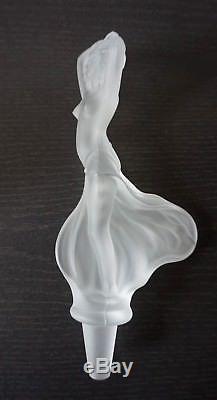 ART DECO Glass Flacon Crystal Czech Bohemian Bottle Hand Cut Nude Woman Act