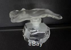 ART DECO Glass Flacon Crystal Czech Bohemian Perfume Bottle Hand Cut Nude Woman