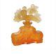 ART DECO Glass Flacon Crystal Czech Bohemian Perfume Bottle Hand Cut Orange