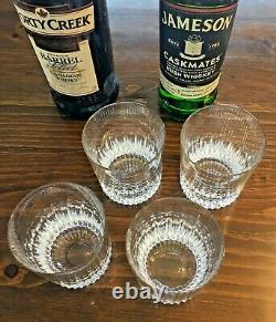 ATLANTIS Cut Crystal Double Old Fashion SET of 4 Glasses Whiskey Chalice Signed
