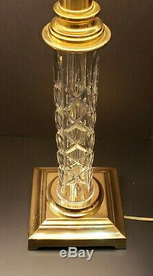 A Pair Waterford Crystal Lamps WithShade Kinsale (Cut)-Very Rare-Signed Glass