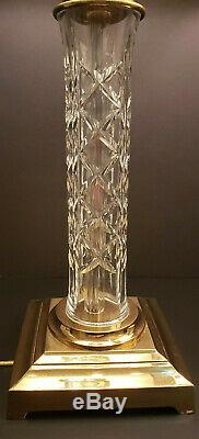 A Pair Waterford Crystal Lamps WithShade Kinsale (Cut)-Very Rare-Signed Glass
