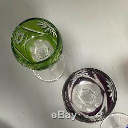 A Set of 6 colourful 1960s Crystal Cut to Clear Flower Small Liqueur Glasses