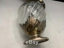 A Sterling Silver & Crystal Cut Glass Antique French Jug Decanter. Nice Wow