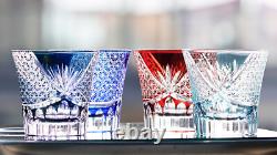 A set of 4PCS Hand Cut Crystal Glasses Bohemian Style Drinking Glass 8oz
