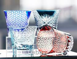 A set of 4PCS Hand Cut Crystal Glasses Bohemian Style Drinking Glass 8oz