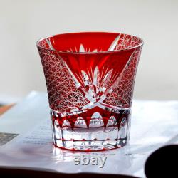 A set of 4PCS Hand Cut Crystal Glasses Bohemian Style Drinking Glass 8oz