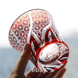 A set of 4PCS Hand Cut Crystal Glasses Bohemian Style Drinking Glass 8oz