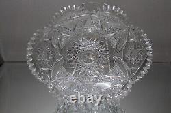 Abp American Brilliant Cut Glass Large Oval Serving Bowl 10 3/4 X 8.5