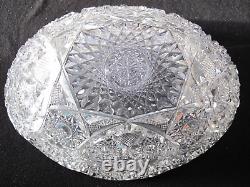 Abp American Brilliant Cut Glass Large Oval Serving Bowl 11.5 X 8.5