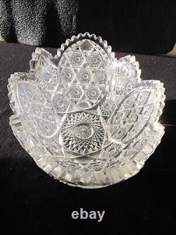 Abp American Brilliant Cut Glass Large Oval Serving Bowl 11.5 X 8.5