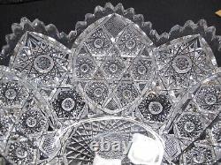 Abp American Brilliant Cut Glass Large Oval Serving Bowl 11.5 X 8.5