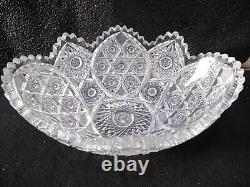 Abp American Brilliant Cut Glass Large Oval Serving Bowl 11.5 X 8.5