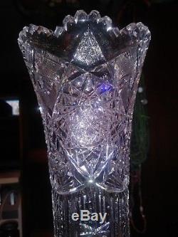 Abp American brilliant period cut crystal vase 16 tall