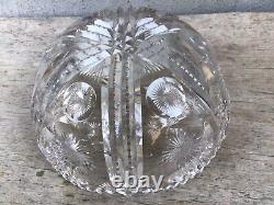 Abp Antique Cut Glass Crystal Bowl Heavy Thick Sharp American Brilliant Period