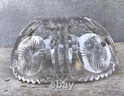 Abp Antique Cut Glass Crystal Bowl Heavy Thick Sharp American Brilliant Period