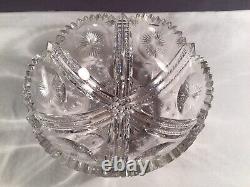 Abp Antique Cut Glass Crystal Bowl Heavy Thick Sharp American Brilliant Period