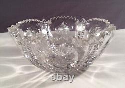 Abp Antique Cut Glass Crystal Bowl Heavy Thick Sharp American Brilliant Period
